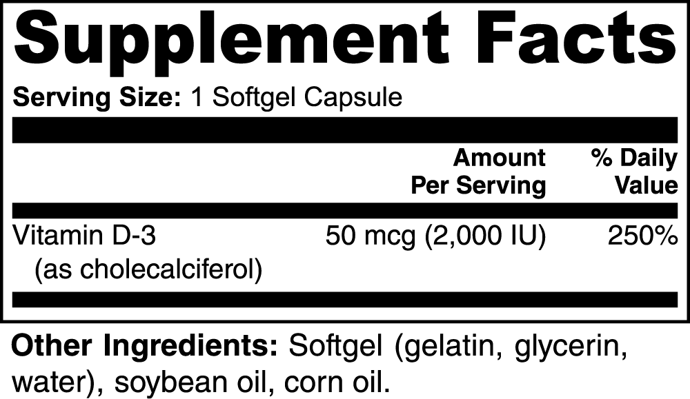 Vitamin D3 2,000 IU Vendercart